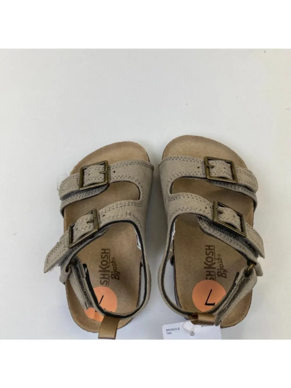 OshKosh B'Gosh Toddler Sandals Bruno4 Tan Size 7 Toddler, TDV Hook & Loop Adjust